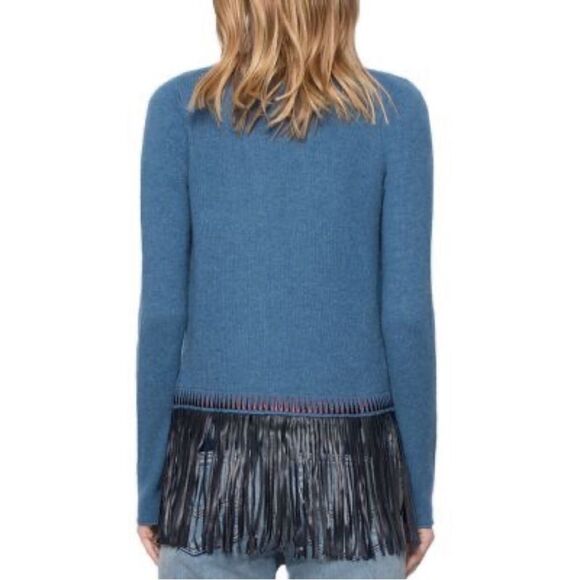 NWT Zadig & Voltaire Marla Cashmere/ Leather
Fringe Cardigan Boho Rock - Picture 3 of 10
